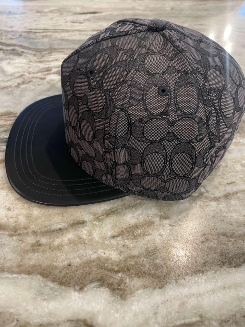 NWT Coach Unisex Flat-Brim Leather and Jacquard Baseball Cap Size XS/S - Picture 9 of 10